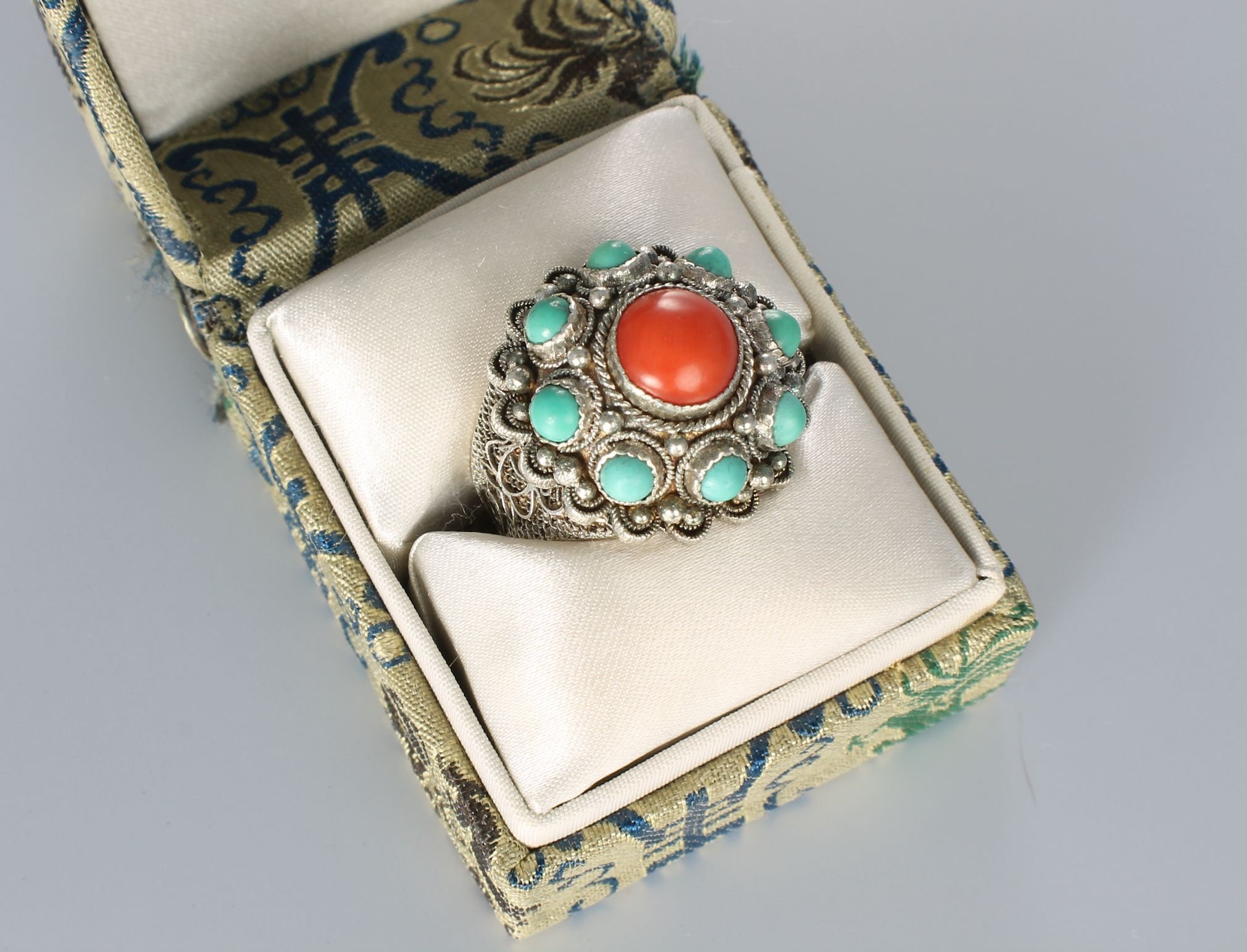 Chinese Coral Ring In Gale Unusual Shape