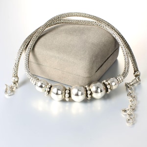Heavy Sterling silver Bali woven Bead Necklace 59.8 grams
