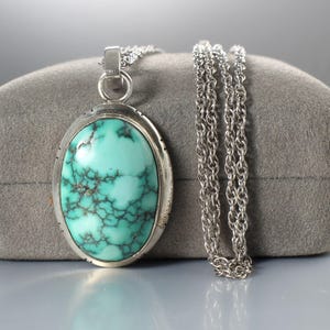 Sterling silver Spiderweb Turquoise Pendant Necklace