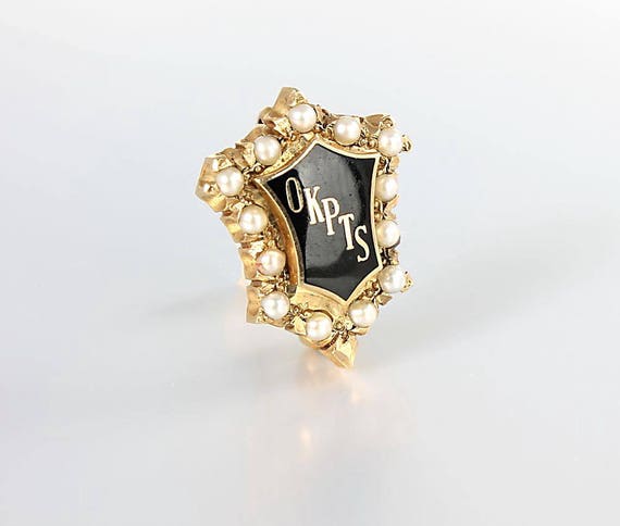10k gold Badge Membership Pin OKPTS, Antique Lape… - image 1