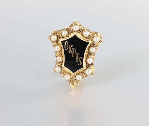10k gold Badge Membership Pin OKPTS, Antique Lape… - image 2