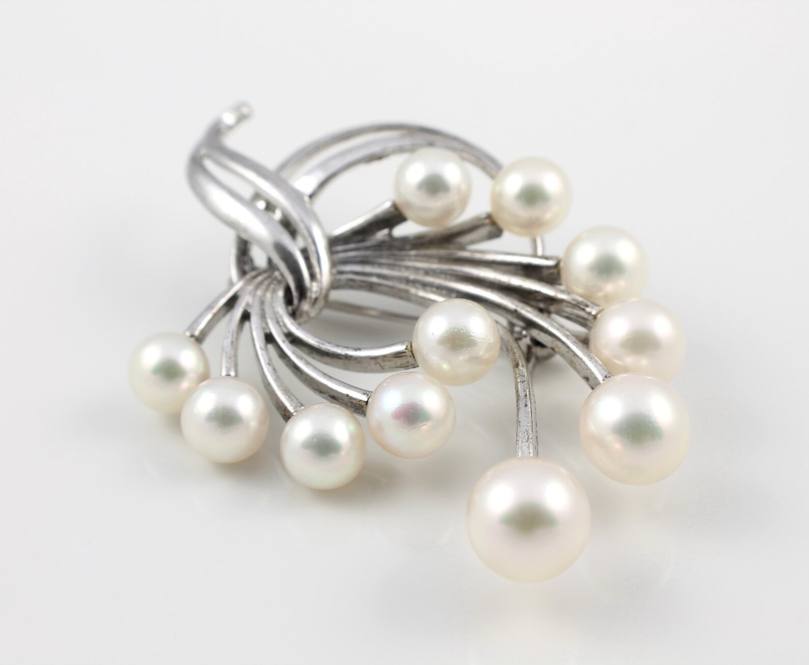 Mikimoto Pearl Brooch Sterling silver Akoya Pearl Vintage Etsy
