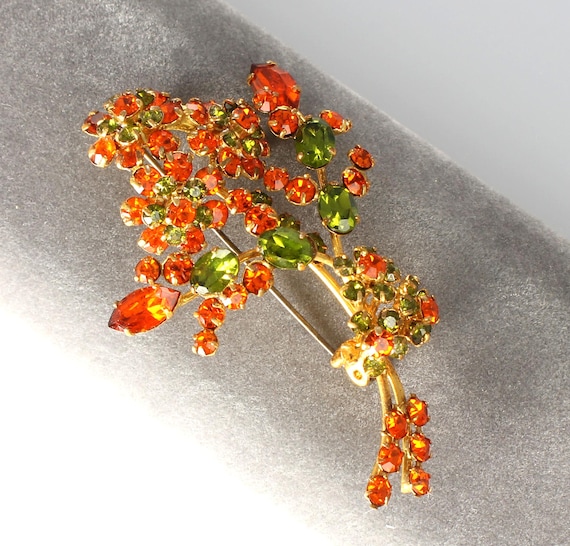 オーストリア製オレンジペリドットグリーンラインストーンスプレー