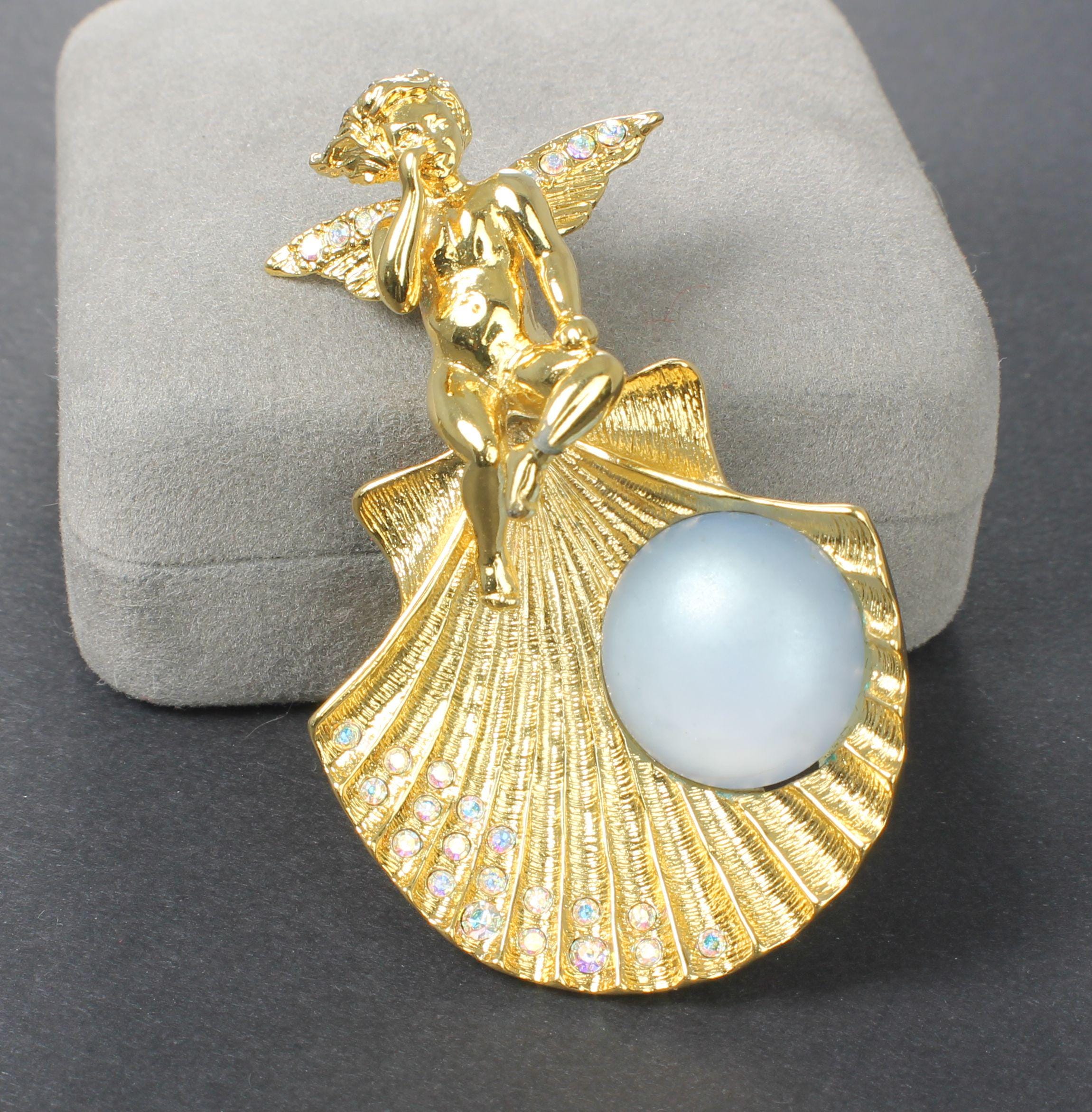 Broche/pin-pendentif Kirks Folly émaillée Tropical Fairy - Cristaux Argent - RARE - Neuf Avec étiquettes