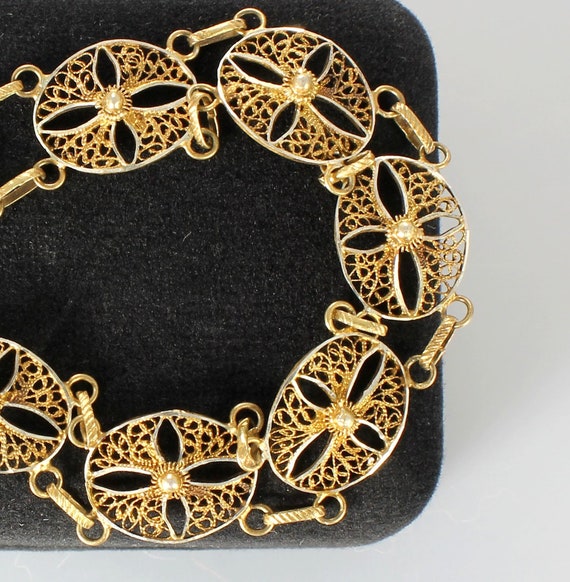 Delicate Spun silver 800 Canetille Filigree Brace… - image 1