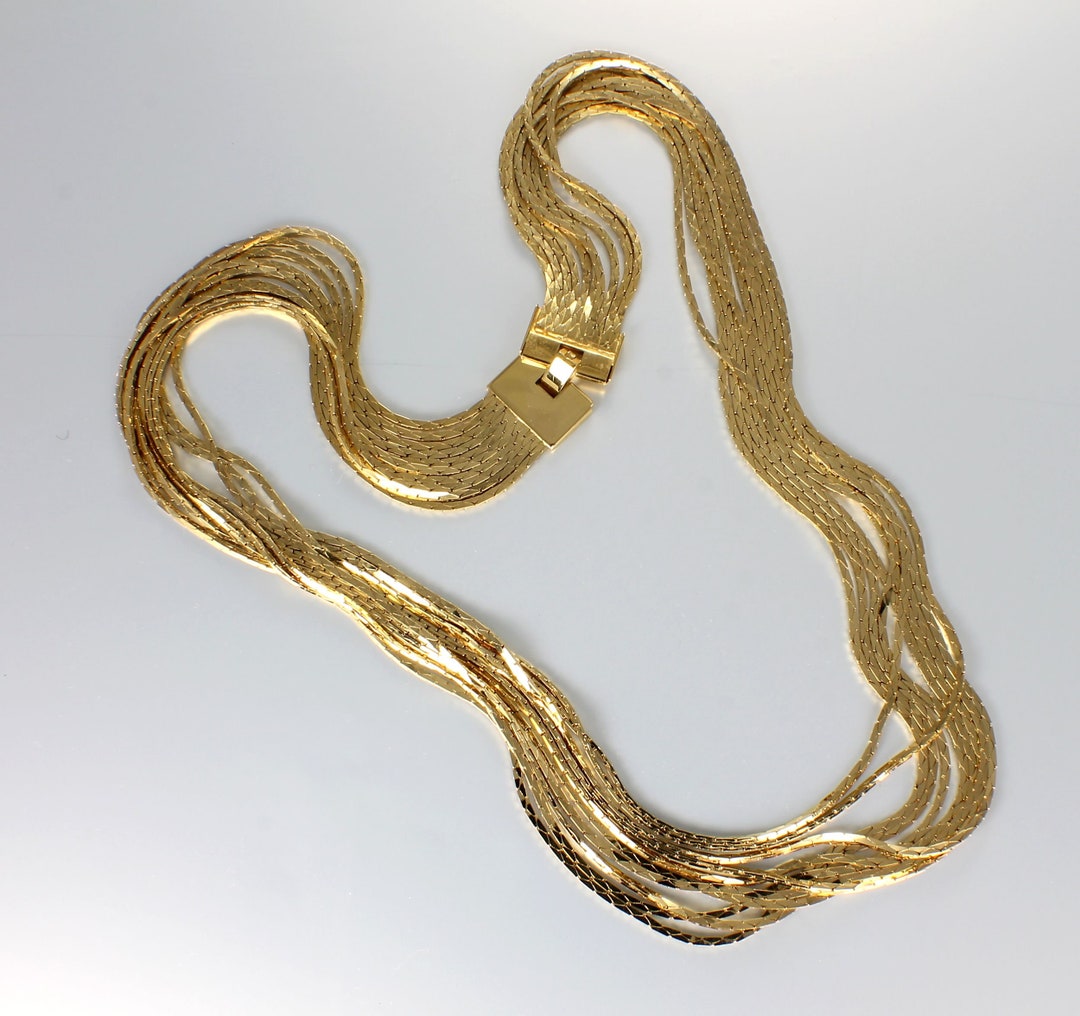 1980s Liquid Gold Chain Necklace, Multi Strand - Etsy