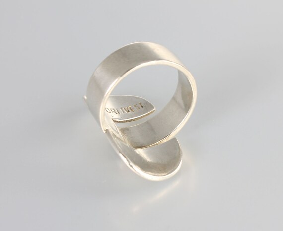 Bague Moderniste Argent 925 émaux Grand Feu Ajustable - Inspiration Arts Premiers - Occasion