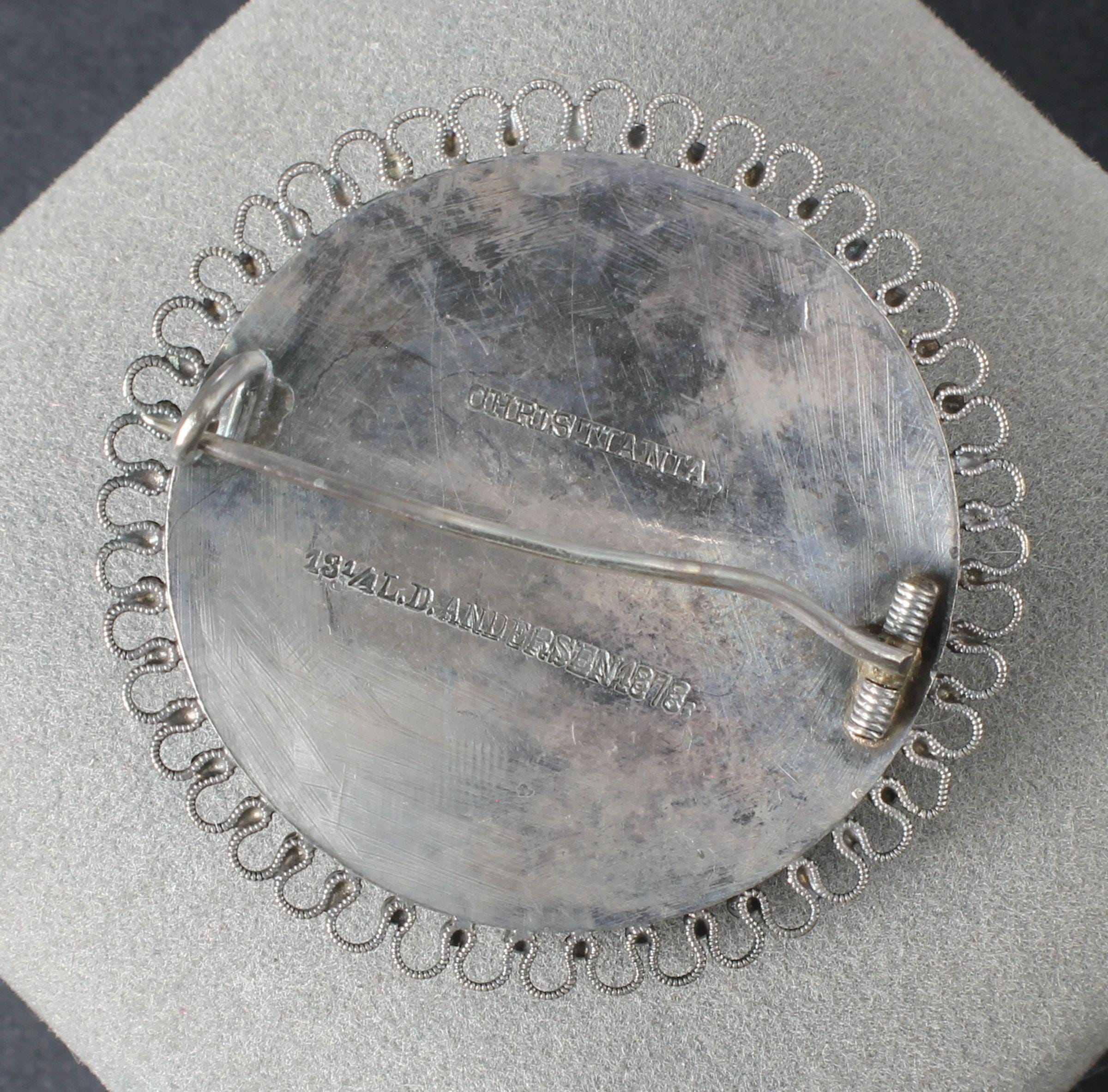 1878 Antique Norway David Andersen Christiania Silver Brooch