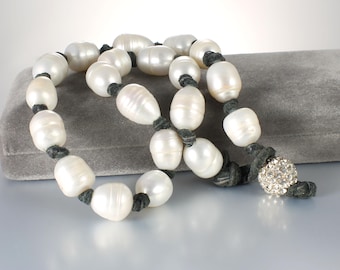Freshwater Potato Pearl Choker Necklace, 15 inches long, handknotted
