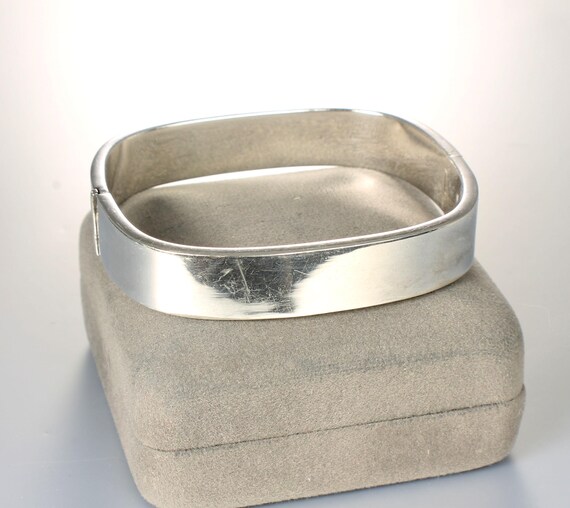 925 Polished Sterling silver Rectangle Hinged Ban… - image 2