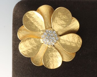 Pendentif broche en or mat avec strass transparents, marguerite, modèles Premier