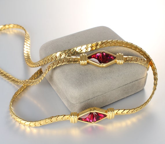 Swarosvki SAL Raspberry Pink crystal Necklace ope… - image 2