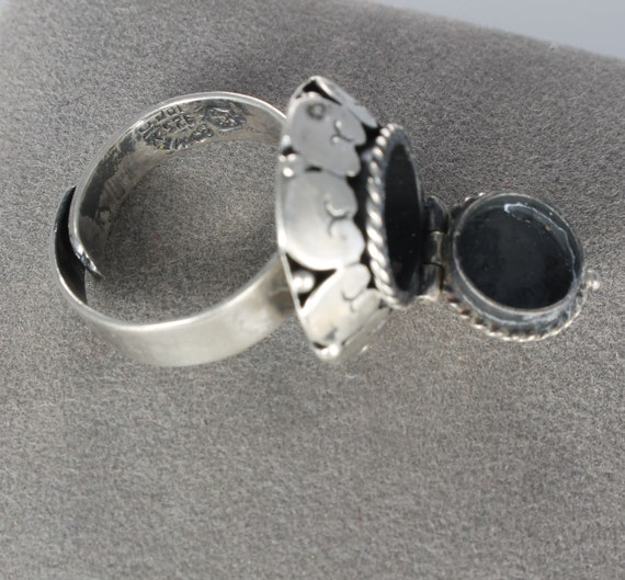 Taxco Mexico Sterling Silver Tiger Eye Poison Ring Eagle Mark Size