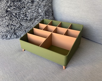 Organizzatore per trucchi moderno e di grandi dimensioni – Scatola porta cosmetici a coste stampata in 3D per la toeletta o la scrivania