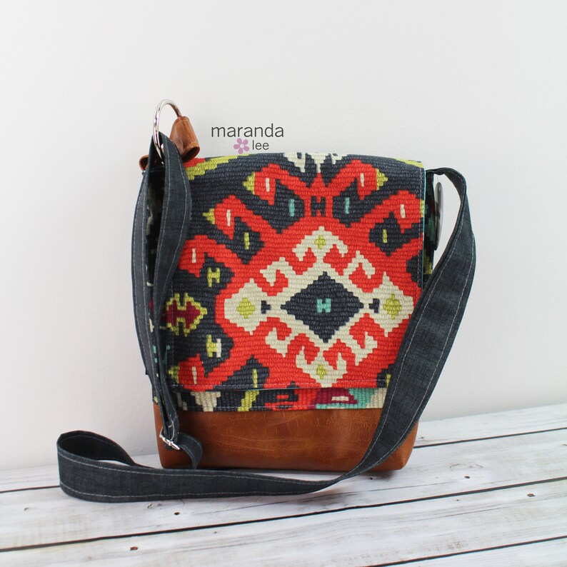READY to SHIP iPad Bag with Adjustable Cross Body Strap Nori Medium Flap Messenger Slouch Bag Fiesta