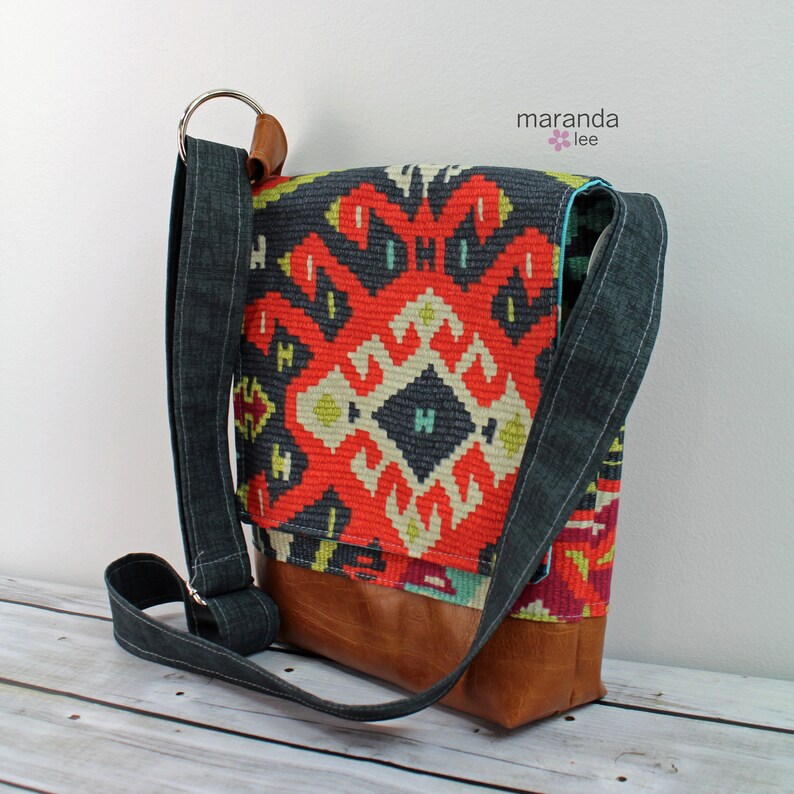 READY to SHIP iPad Bag with Adjustable Cross Body Strap Nori Medium Flap Messenger Slouch Bag Fiesta