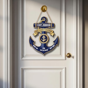 パーソナライズされた海軍アンカードアサイン - カスタム軍人退役記念ネームプレート