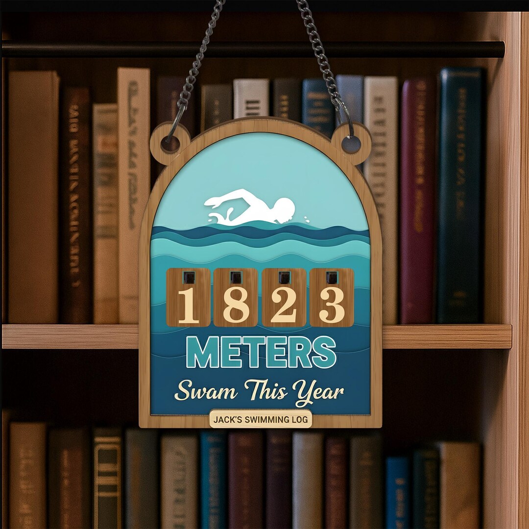 Personalized Swim Tracker Sign: Swimming Distance Counter, Yearly ...