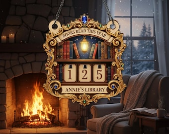 Letrero personalizado para el seguimiento de libros: decoración elegante y personalizada para la biblioteca de un lector.