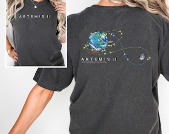 Artemis II Mission T-shirt, NASA Moon Mission Map Shirt, Space Exploration Graphic Tee, First Crewed Test Flight Lunar Orbit Apparel