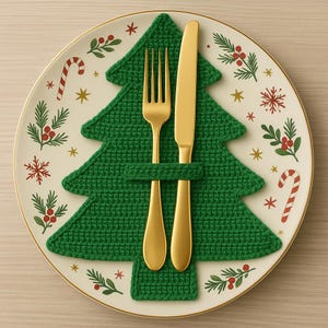 Wzór na szydełkowy stojak na sztućce w kształcie choinki – samouczek krok po kroku (PDF)