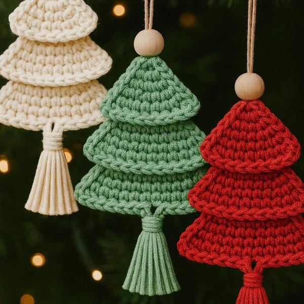 Crochet Christmas Tree Ornament Pattern – Step-by-Step Tutorial (PDF)