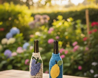 PDF Datei - Flaschendeckel-Häkelmuster mit Trauben und Birnen Design