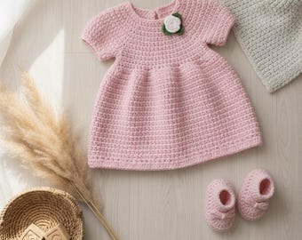 Baby Kleid Häkelanleitung - Größentabelle Neugeborene bis 24 Monate