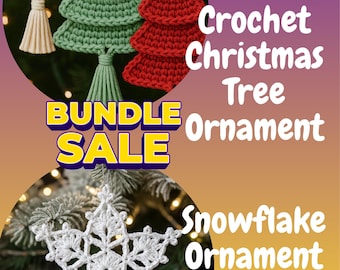 Gehäkelte Weihnachtsornamente Bündel | Weihnachtsbaum & Schneeflocke Häkelanleitungen