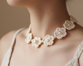 Häkelanleitung für einen Blumen Choker - PDF Download