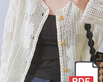 Haut d'été au crochet en PDF, tutoriel détaillé avec graphiques et photos, pull ajouré sans dossier, motif au crochet intermédiaire