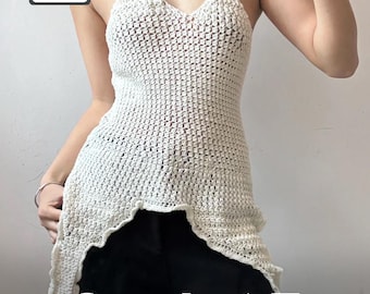 Crochet Bustier Top Pattern for Corset Boho Summer lace handmade Crop tutorial made with cotton yarn Handmade Crochet Asymmetrical Straptop