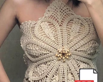 Mandala fleur bohème crochet haut dos nu - haut court Festival PDF - fil et crochet personnalisables - téléchargement numérique instantané