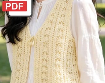 Haut d'été au crochet en PDF, tutoriel détaillé avec graphiques et photos, pull ajouré sans dossier, motif au crochet intermédiaire
