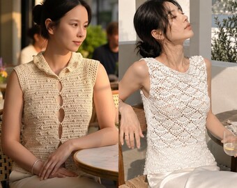 Haut en PDF motif au crochet, diagramme de gilet d'été bohème, chemisier ajouré en dentelle, camouflage pour festival, tutoriel de chemise vintage, haut court nostalgie moderne