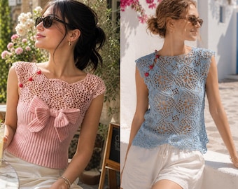 Haut dos nu au crochet bohème 2 pièces, gilet au crochet festival d'été, haut court en tricot ajouré, tenue de vacances hippie à la plage, haut Memorial Day