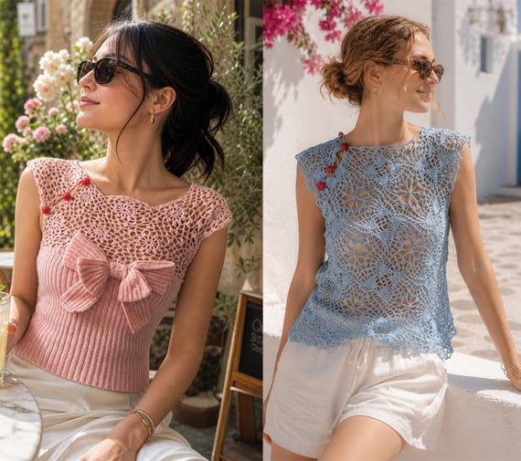2PC Boho Crochet Halter Top, Summer Festival Crochet Vest, Openwork Knit Crop Top, Hippie Beach Vacation Wear, Memorial Day Top