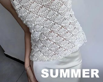 Crochet Top Pattern PDF - Boho Summer Lace Camisole - Openwork Tank Tutorial with Video - Size Adjustable DIY