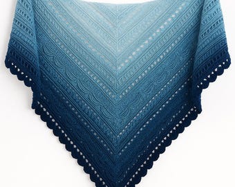 Modèle PDF de châle au crochet, diagramme d'écharpe triangulaire, diagramme de foulard en dentelle ombrée, couverture de plage d'été, tutoriel écharpe côtière, motif haussement d'épaules bohème