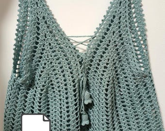 Haut d'été au crochet en PDF, tutoriel détaillé avec graphiques et photos, pull ajouré sans dossier, motif au crochet intermédiaire