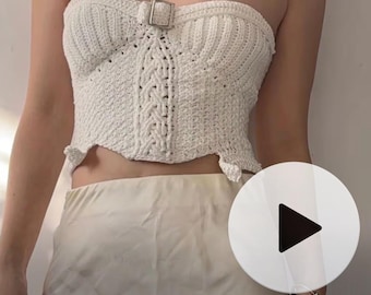FULL VIDEO Tutorial-Crochet Corset Top Pattern,Workwear Crochet Bralette Pattern Strapless Crop Top Guide, Adjustable Size DIY Festival Wear