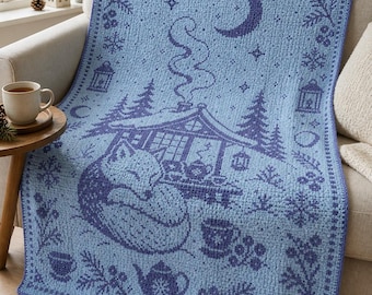 C2C Crochet Blanket Pattern, Winter Fox Cottage Graphgan, Fox Crochet Pattern, Corner to Corner Crochet Chart, Written Instructions PDF