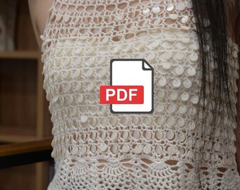 Haut d'été au crochet en PDF, tutoriel détaillé avec graphiques et photos, pull ajouré sans dossier, motif au crochet intermédiaire