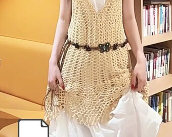 Haut d'été au crochet en PDF, tutoriel détaillé avec graphiques et photos, pull ajouré sans dossier, motif au crochet intermédiaire