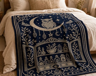Mystical Owl Moon C2C Crochet Pattern PDF, Witch Apothecary Blanket, Corner to Corner Afghan, Digital Download, Pixel Graph Chart