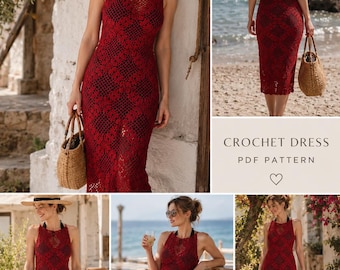 Memorial Day Crochet Summer Top PDF, Detailed Tutorial with Charts & Photos, Openwork Backless Design, Intermediate Crochet Pattern