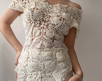 Original Design｜Openwork Weaving Crochet Pattern Top Suspenders Tutorial PDF File