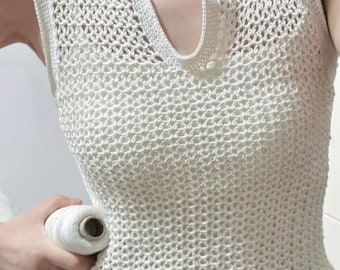 Modèle de gilet au crochet brise d'été - haut au crochet avec col en V PDF - téléchargement numérique adapté aux débutants - modèle instantané pour femme