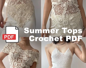 4PCS Summer Tops Crochet PDF, Detailed Tutorial with Charts & Photos,Pineapple Design, Intermediate Crochet Pattern