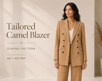Double Breasted Tailored Blazer Sewing Pattern | PDF Sizes XS-XXXL (Instant Download)